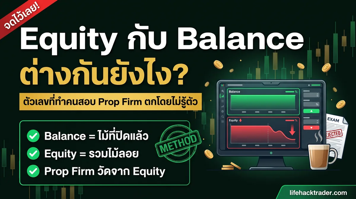 ภาพประกอบเปรียบเทียบ Balance ที่นับเฉพาะไม้ที่ปิดแล้ว กับ Equity ที่รวมไม้ลอยขาดทุน