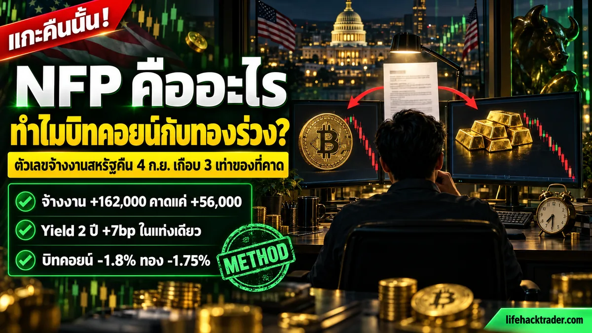 อินโฟกราฟิก: NFP คืออะไร ทำไมบิทคอยน์กับทองร่วงพร้อมกันคืน 4 ก.ย. 2026 — ตัวเลขจ้างงานสหรัฐ +162,000 เกือบสามเท่าของที่คาด ดันผลตอบแทนพันธบัตร 2 ปีขึ้น 7bp กดทั้งสองสินทรัพย์ในนาทีเดียว
