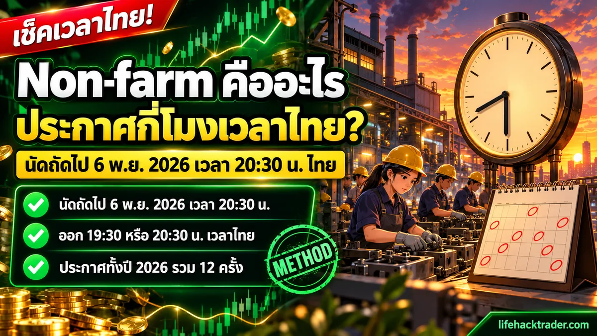 อินโฟกราฟิก non farm คืออะไร ประกาศกี่โมงเวลาไทย 08:30 น. นิวยอร์ก ตรงกับ 19:30 หรือ 20:30 น. เวลาไทย ปฏิทินครบปี 2026 นัดถัดไป 6 พ.ย. 2026